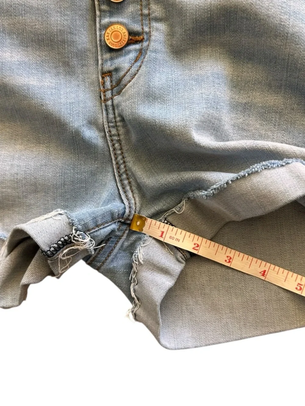 Kancan Distressed Light Wash Button Fly Denim Shorts Size M